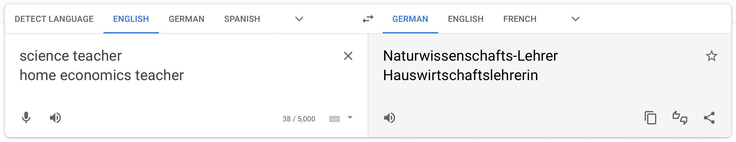 Screenshot von Google Translate